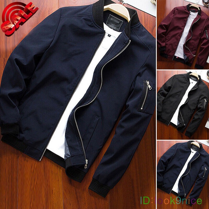 Bomber New Jacket Lightweight Flight Casual Zipper Solid Baseball Men Thin Coat