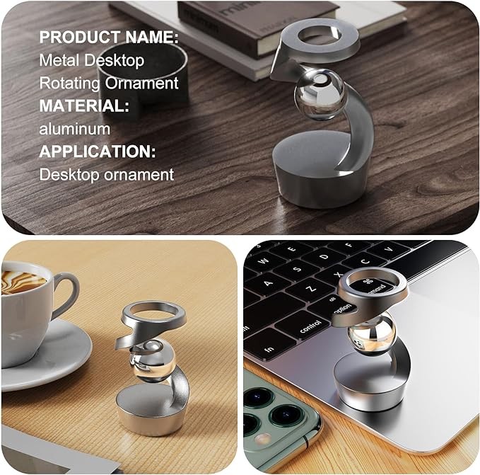 Fidget Toys, Metal Desk Spinning Toy, Sensory Toys Levitation Ball for Adult, Unique Visual Illusion Stress Relieving Desk Toy, Great for Party Favors Car Ornaments Classroom Prize Stuffers