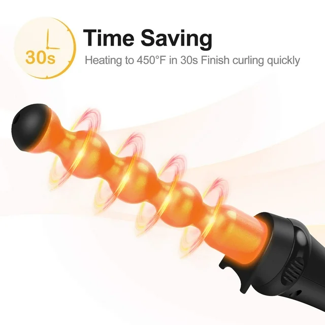 Prizm 5-in-1 Curling Iron Wand Set, LED Display, 11 Temp Settings, 0.6 to 1.25 Inch Interchangeable Tourmaline Ceramic Barrels, Hair Curler for Wavy/Air Bang/Ringlet/Spiral with Heat Resistant Glove