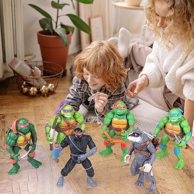 BMDZBZVW Turtle Action Figures 4.8" Turtles 6-Pack Figure Toys for Halloween Decorations Collection Birthday Action Figures Gifts for Kids