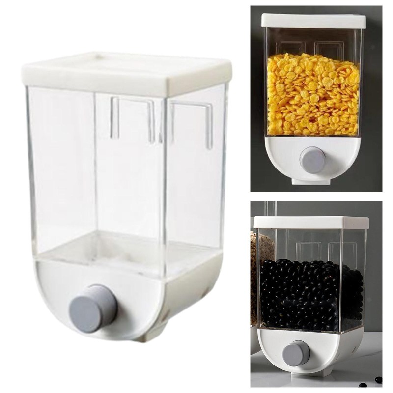 Wall-Mounted Food Dispenser Food Storage Container Kitchen Storage Box for Rice