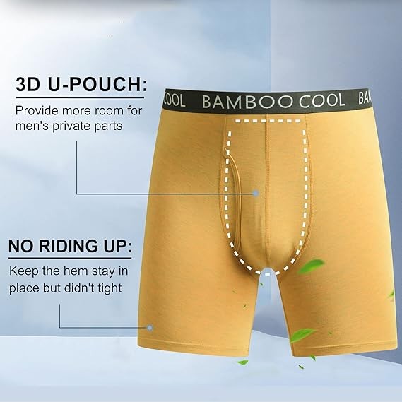 BAMBOO COOL Men’s Underwear Boxer Briefs 7-Pack Breathable and Soft with Fly Underwear for Men