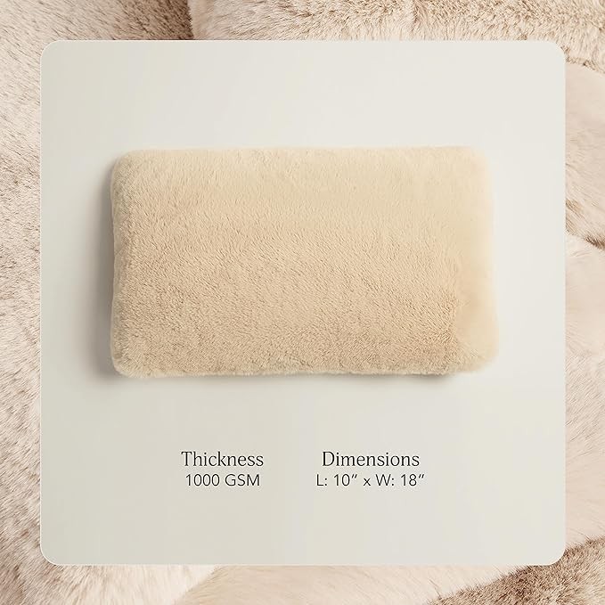 UnHide Squish Lumbar Pillow - Faux Fur Pillow - Extra Soft Throw Pillow - Rectangular Shaped, Polyester Fill - Machine Washable - Perfect for Living Room Or Bedroom - 10� x 18� - Beige Bear