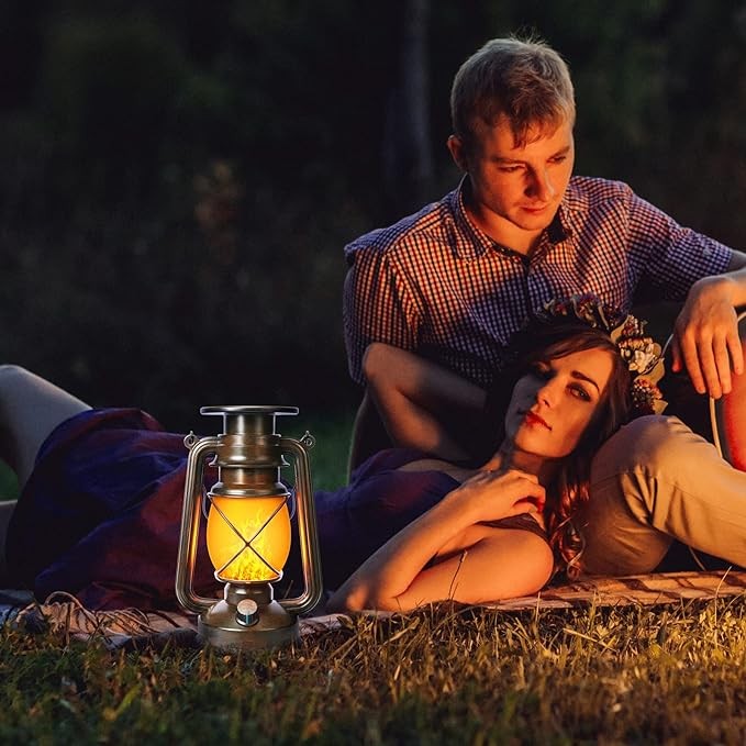 Toodour 2 Pack Hanging Solar Lantern Outdoor - Solar Vintage Lantern with Flickering Flame, 2 Modes Waterproof Solar Hanging Lights for Camping, Patio, Deck, Yard, Path