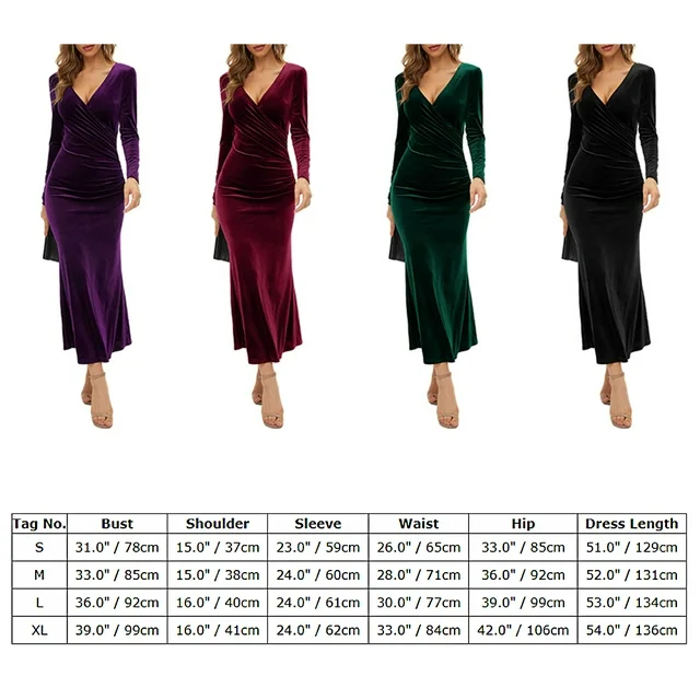 IDOPIP Women's Fall Winter Velvet Dress Long Sleeve V Neck Ruched Bodycon Wrap Dress