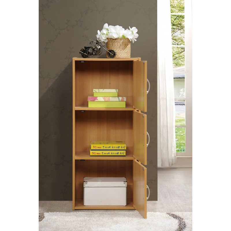3-Shelf, 3-Door Multi-purpose Cabinet, Mahogany, Indoor, For Home Office/Study.