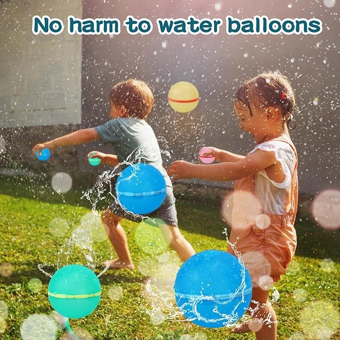 �8 Pcs】Reusable Water Balloons, Pool Toys Water Ball Summer Toy for Boys Girls, Easy Quick Fill and Self-Sealing Water Balloon, Magnetic Soft Silicone Water Splash Ball for Summer Party