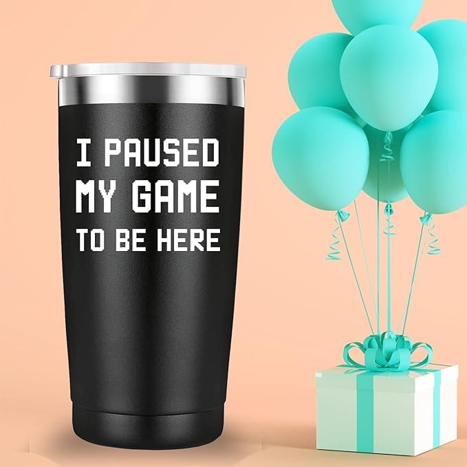 Mamihlap I Paused My Game To Be Here Travel Mug Tumbler.Gamer Gifts for Male Men Teen Boys.Funny Video PC Gamer Humor Joke for Dad Husband Uncle Brother Kids Teens Boyfriends.(20 oz Black)