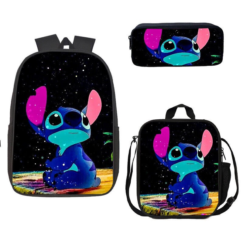 Boys Girls School Bag Stitch Backpack Kids Travel Lunch Bag Pencil Case Set Gift