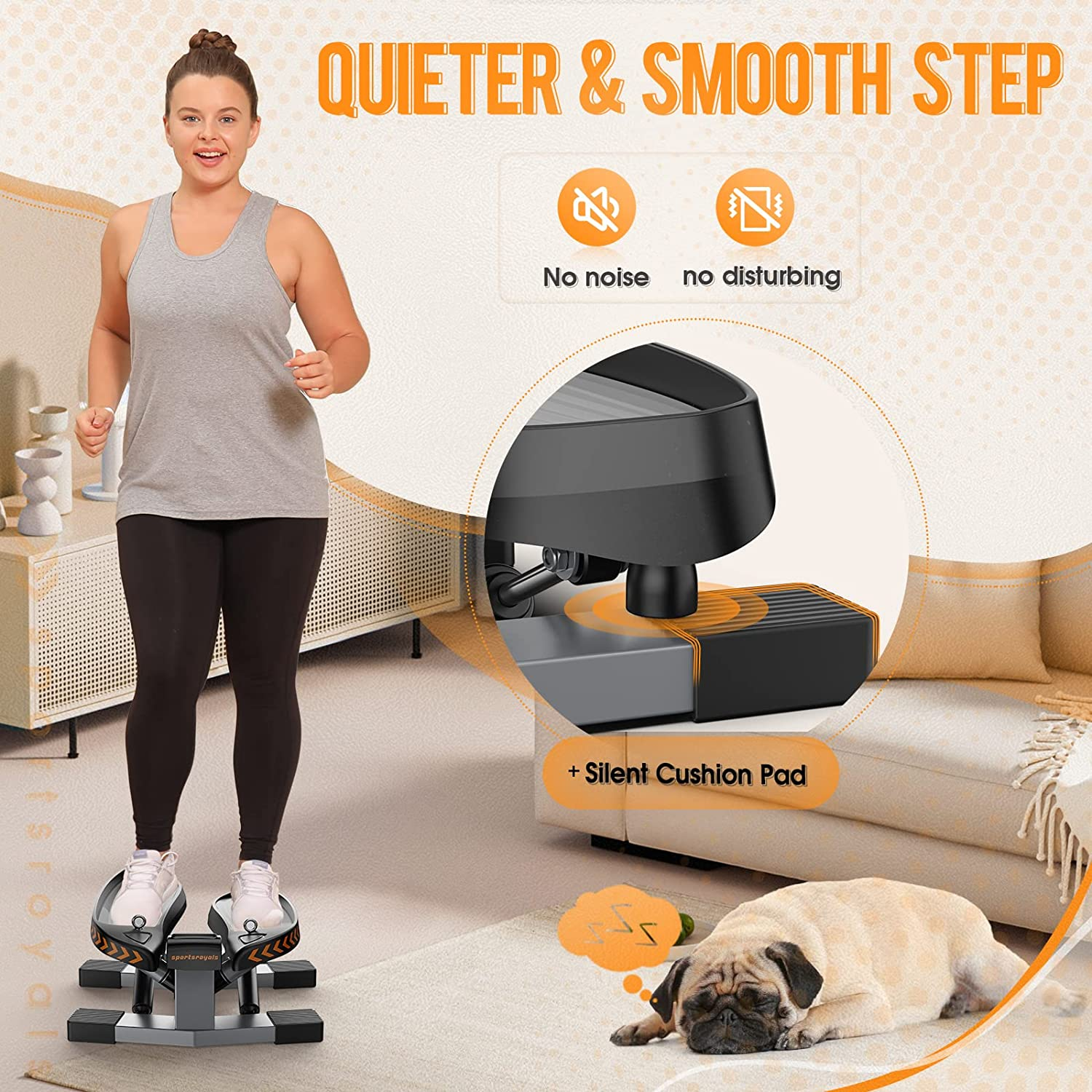 Sportsroyals Stair Stepper with Resistance Band and Vertical Climber Exercise Ma
