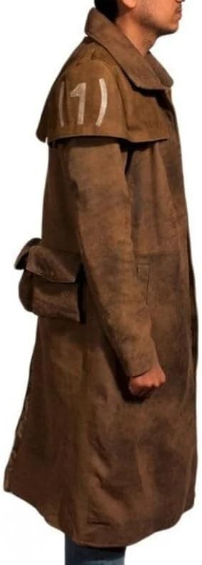 Men's New Vegas Veteran NCR Ranger A7 Duster Brown Suede Leather Long Trench Coat