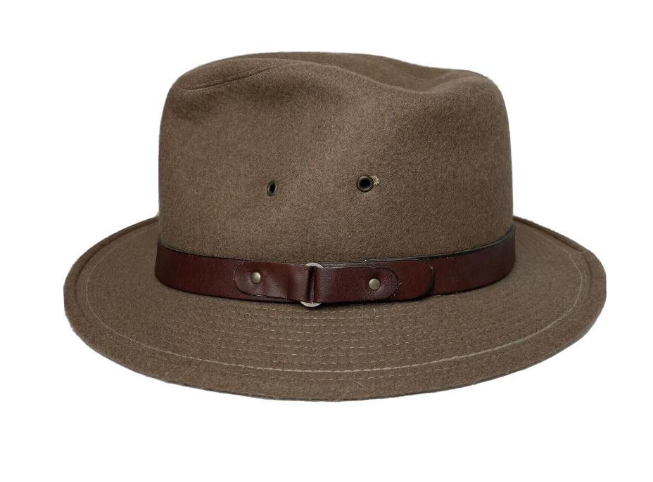 Vintage Backtrails by DOBBS Wool Fedora Safari Hat Tan Sz. LARGE 7¼-7⅜