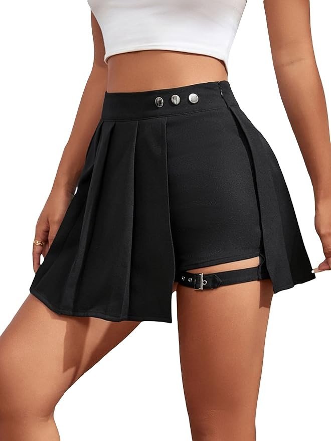 THE GYM PEOPLE Women's High Waist Wrap Ruffle Hem Asymmetric Skort High Low Flowy Midi Skirt with Shorts