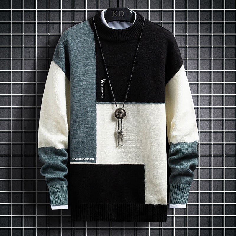 Mens Long Sleeve Warm Knitted Sweaters Pullover Winter Crew Neck Sweatshirt Tops