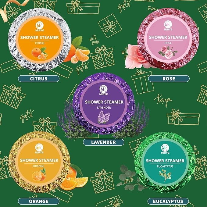 MR MIRYE 10 Pack Shower Steamers, Shower Bombs Aromatherapy with Natural Essential Oils, Personal Care and Relaxation Birthday Gifts for Women and Men, Mother's Day Gifts for Wife Mom