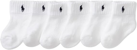 Polo Ralph Lauren Kids’ baby Classic Sport Ankle Socks - 6 Pair Pack - Soft Stretchy Yarn & Stay Up Top