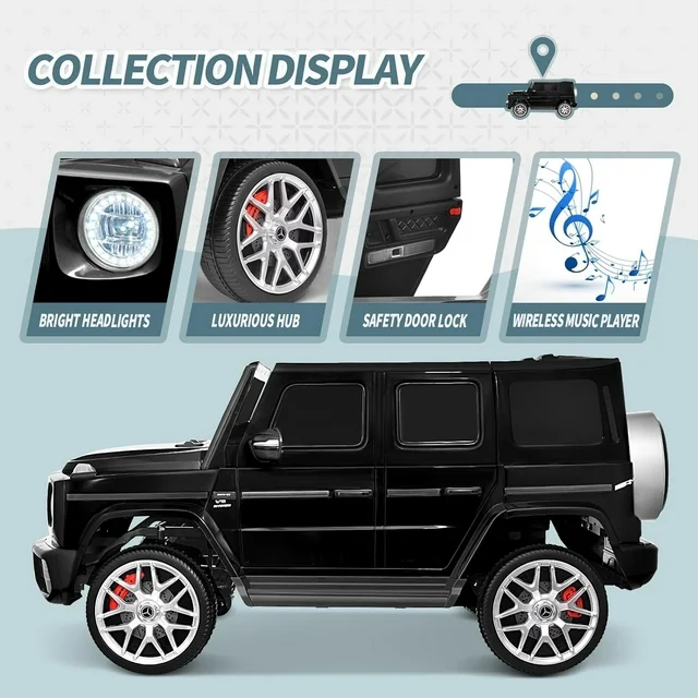 Joywhale 2-Seater Kids Ride on Car 12V Licensed Mercedes-Benz G63 Electric 2WD for Kids Ages 3-8, with 7AH Big Battery, Remote Control, Soft Braking, 4-Wheel Suspension, LED Headlight & Music, Black