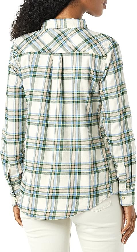 Amazon Essentials Women's Classic-Fit Long-Sleeve Lightweight Plaid Flannel Shirt