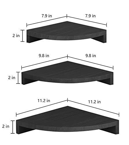 Set of 3 Corner Wall Mounted Shelf Wood Floating Storage Hanging Shelves Display