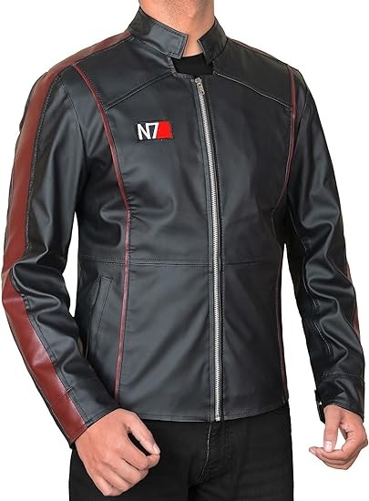 NM-Fashions N7 jacket Mass 3 Captain Shephard Cosplay Costume Black Faux Leather Motorcycle Biker Jacket For Men