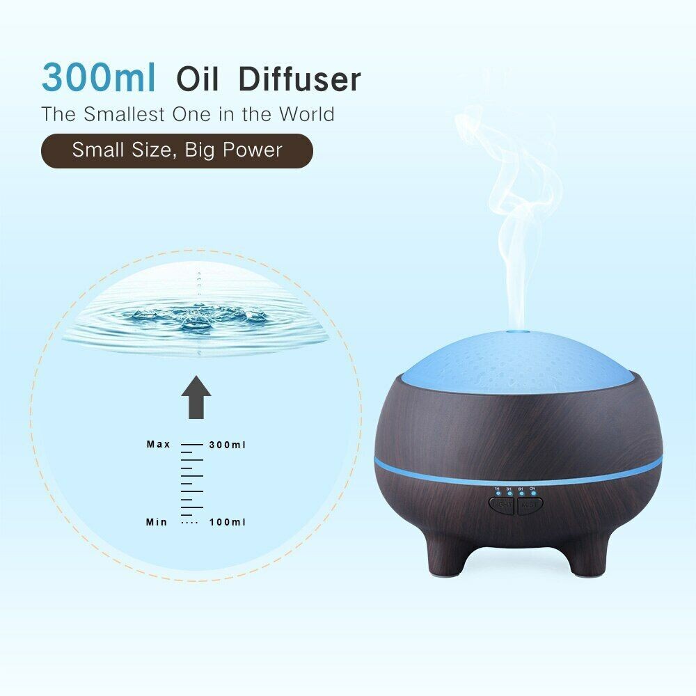 300Ml Portable Aroma Diffuser Humidifier Air Purifier Led Oil Essential Burner