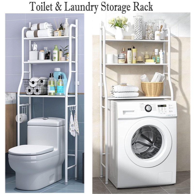 Over The Toilet & Laundry 3 Tier Storage Rack Stainless Steel Shelf Bathroom