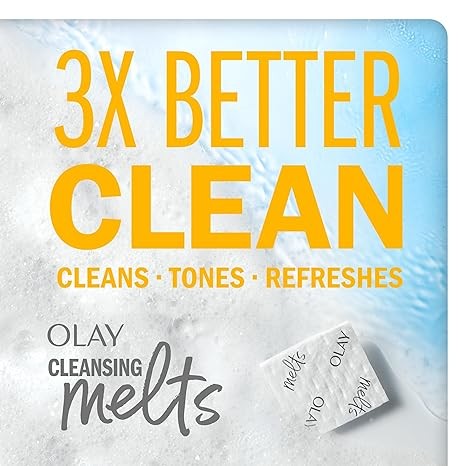 Olay Cleansing Melts + Vitamin C Face Cleanser, 64ct Total (32ct Pack of 2), Water-Activated Face Wash Cleans, Tones, and Refreshes Skin