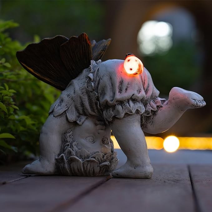 Suyorpe Garden Flower Fairy Outdoor Solar Decor,Fairy Garden Sculpture,Resin Ornaments for Patio Lawn Yard Porch,Playful Garden Flower Fairy Statues for Outside Angel Gifts,8.98 Inches Tall