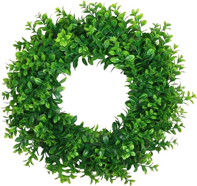 U'Artlines 17" Front Door Wreaths Artificial Spring Summer Greenery Hanging Garland for Home Wedding Wall Window Decoration (17'' Boxwood,1)