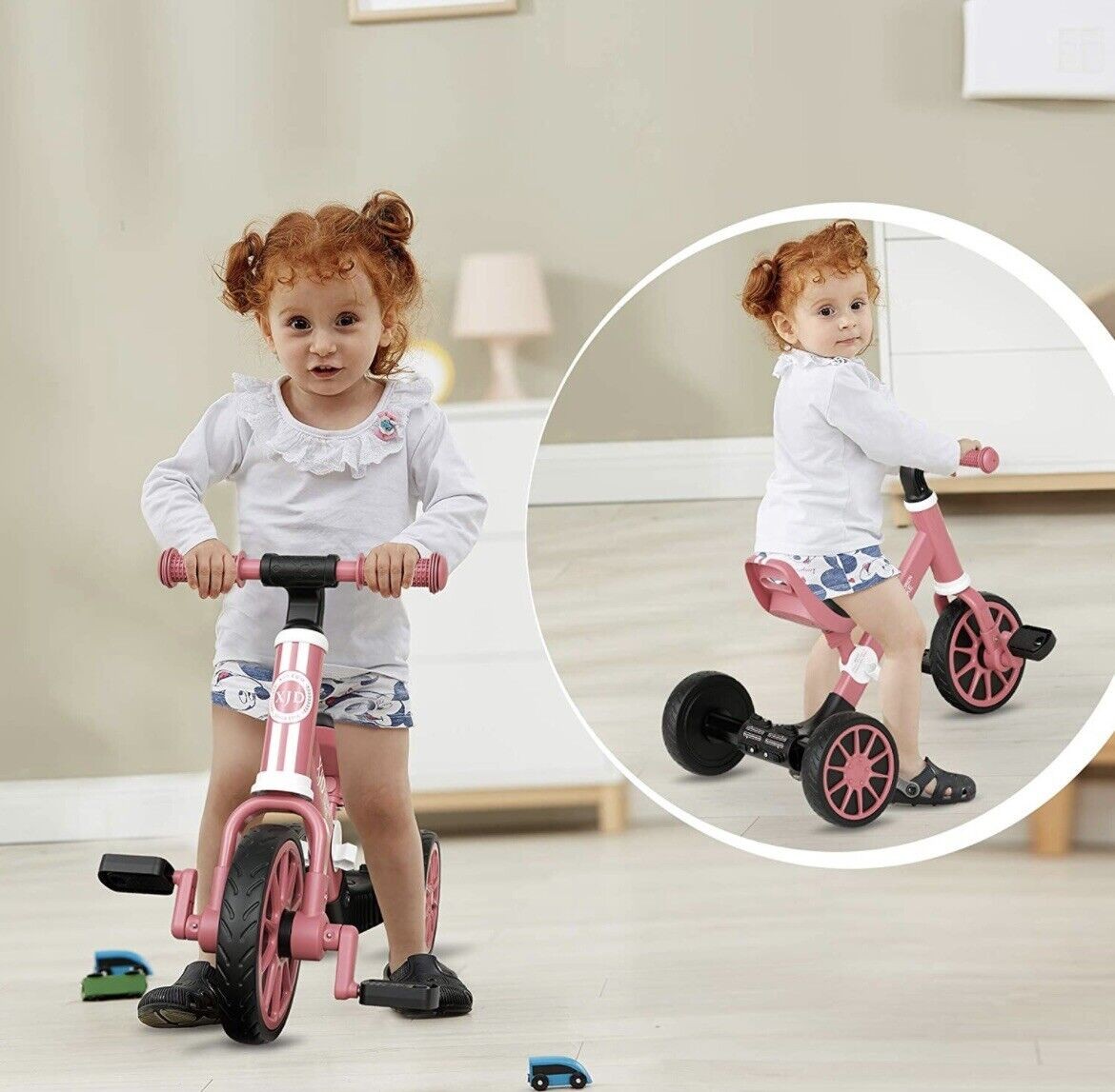 3 in 1 Kids Balance Tricycle Toddler Girl Boy Adjustable Seat Removable Pedal