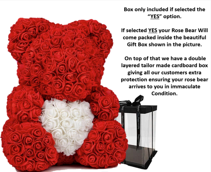 LUXURY ROSE TEDDY BEAR 25CM & 40CM VALENTINES DAY BEAUTIFUL GIFT BOX AVAILABLE