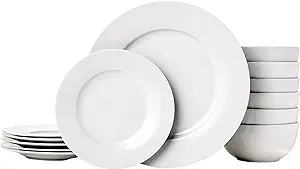 AmazonBasics 18-Piece Dinnerware Set, Service for 6 - Solid White