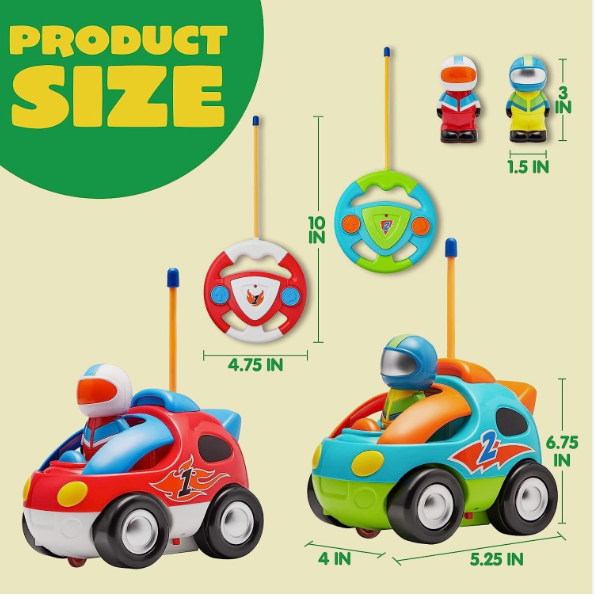 JOYIN 2 Pack Cartoon Remote Control Car with Music & Sound
