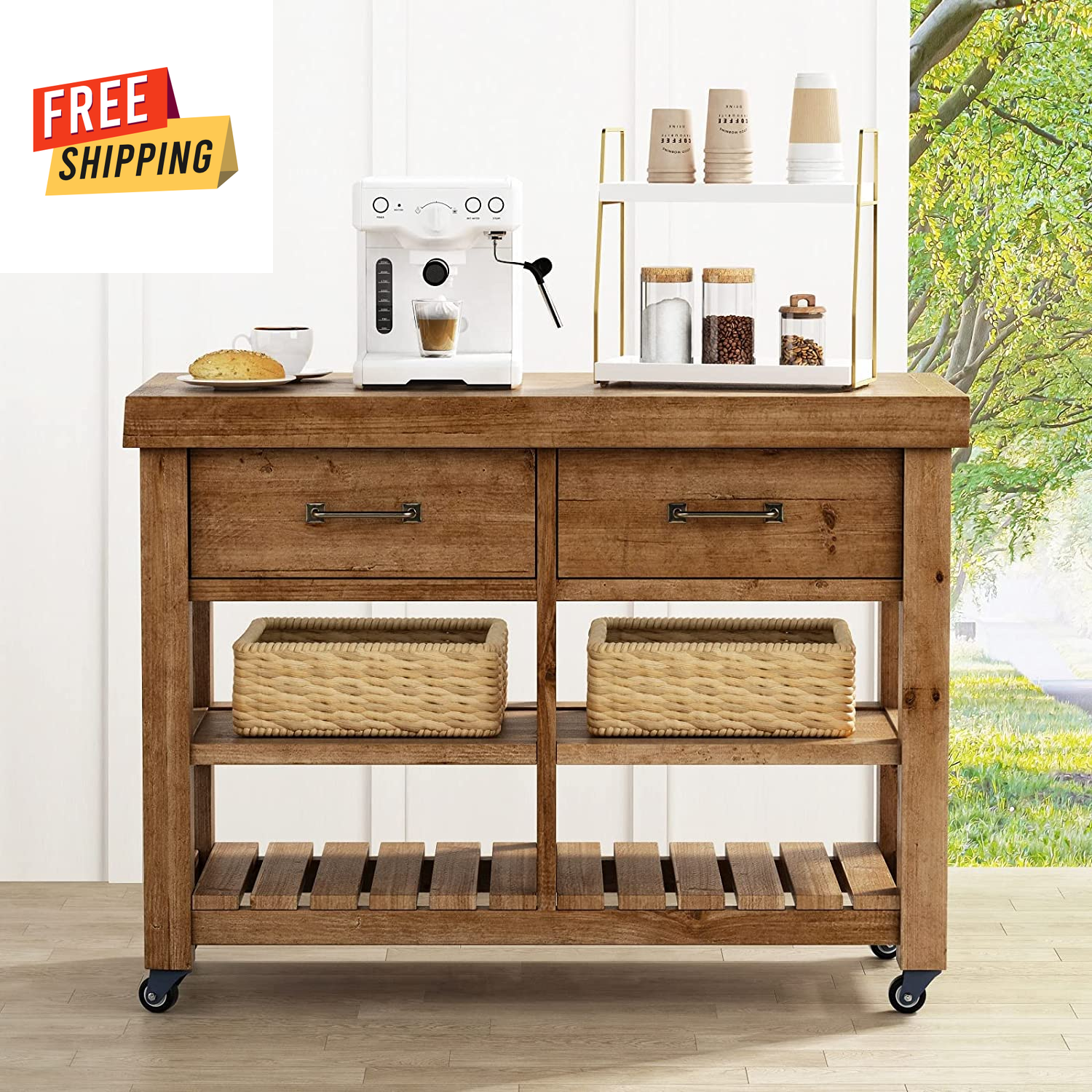 2-Tier White and Gold Bathroom Organizer Countertop - Wooden Sink Organizer Shel