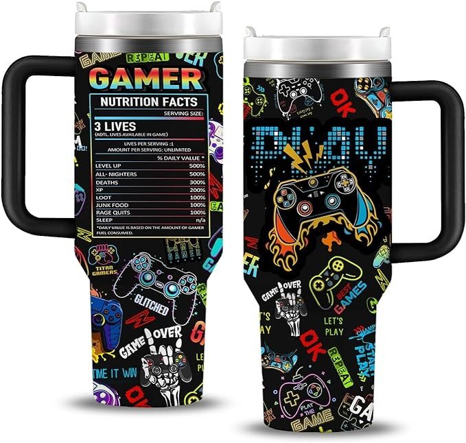 Gaming Gifts for Men Boys, Gamer Gifts for Men, 40oz Gamer Tumbler Cup, Gaming Mugs, Teen Boy Gifts Gaming Stuff, Gaming Gamepad Presents for Son Boyfriend, Birthday Gifts for Men Boys Gaming Cup