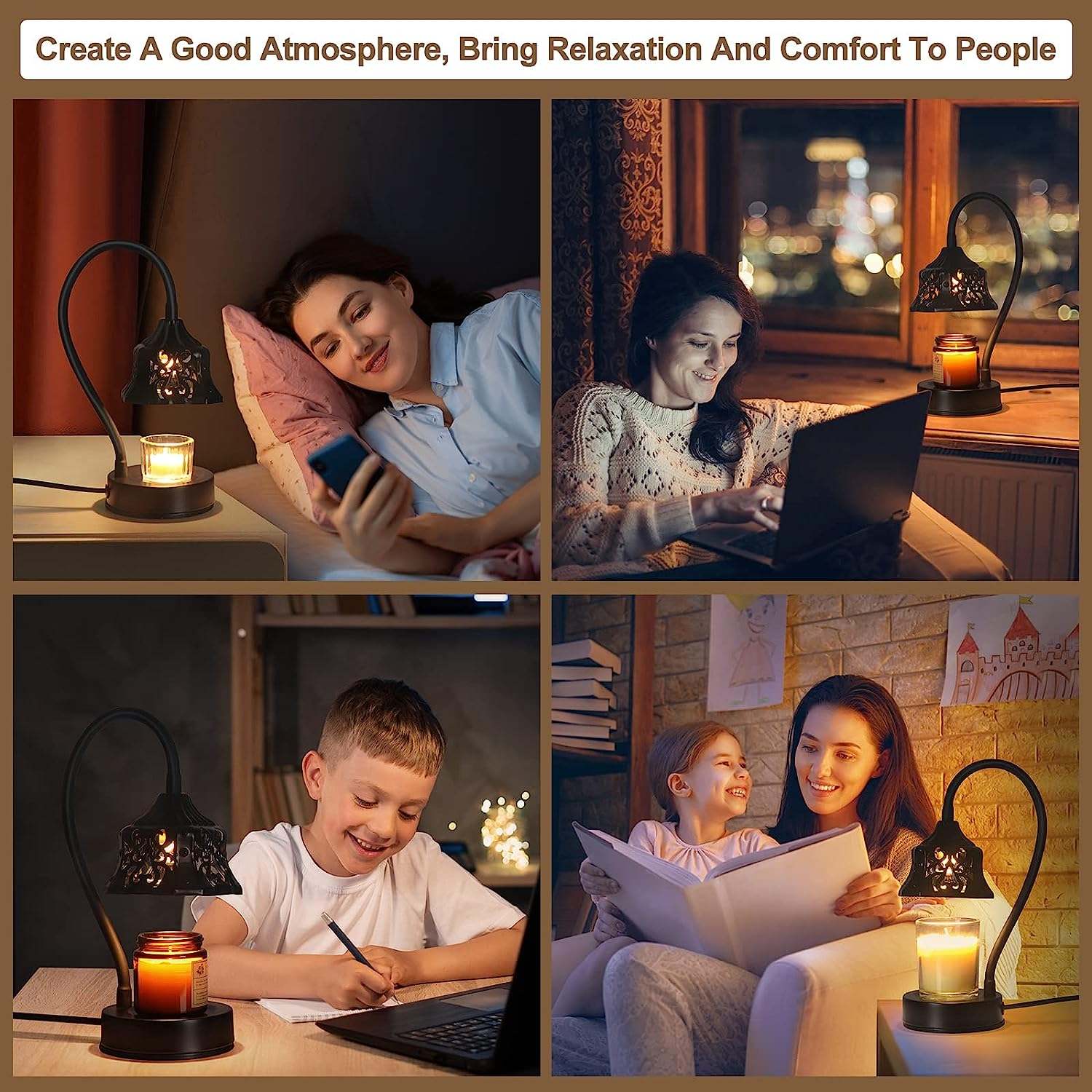 Candle Warmer Lamp, with 2 Bulbs, Candle Lamp with Timer & Dimmer, Height Adjust