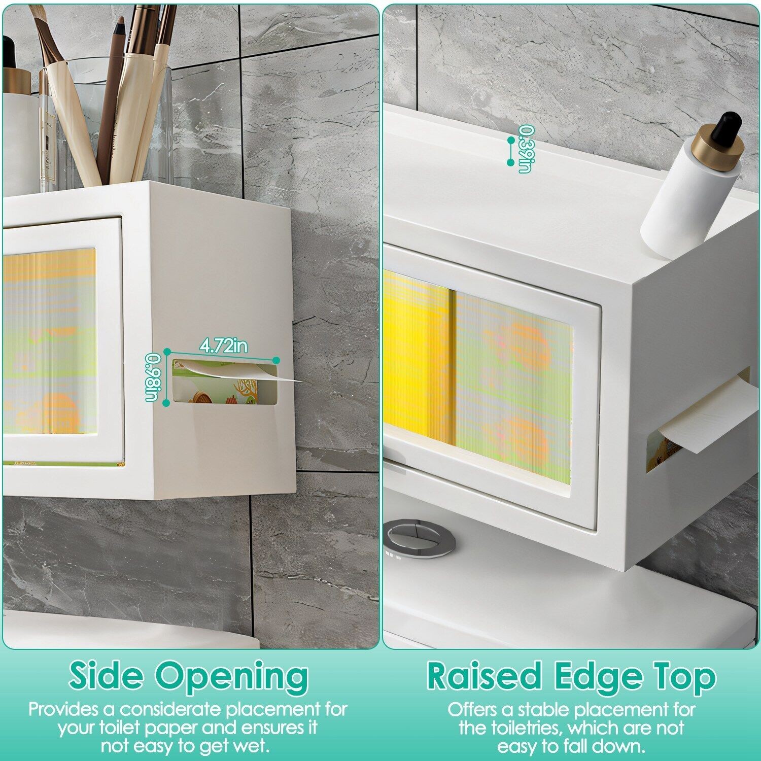 Bathroom Wall Cabinet Magnetic Door Over The Toilet Space Saving Storage Cabinet