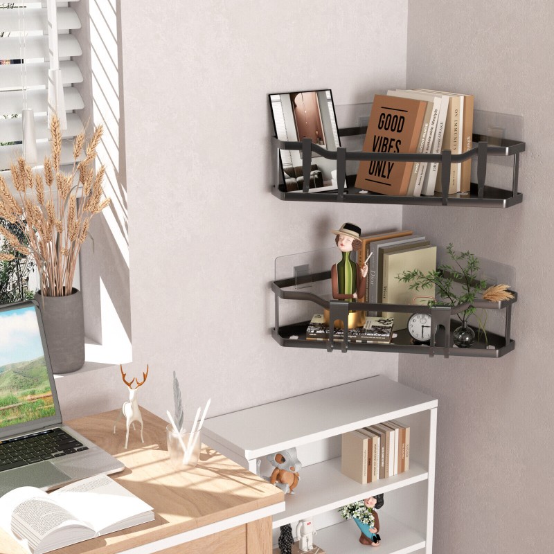 2PCS Shower Shelf Caddy Triangular Bathroom Organizer Storage Holder Corner Rack