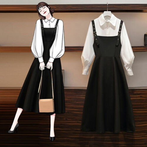 Sling Long College Lolita Dress Women Fashion Junior Girl Clothes School Student