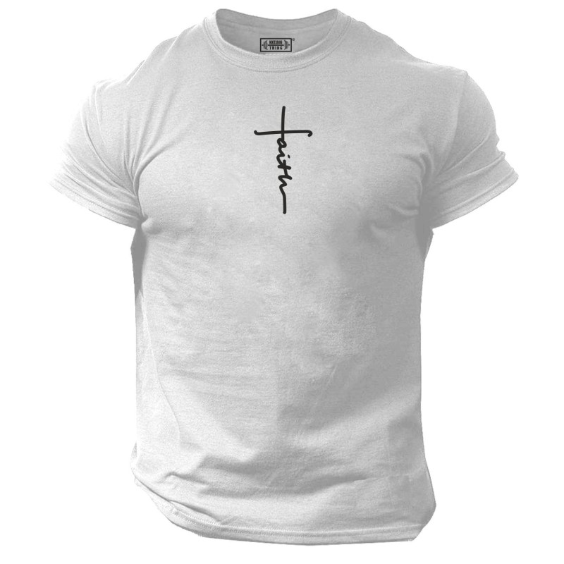 Faith T Shirt Gym Clothing Bodybuilding Training Workout Exercise Boxing MMA Top