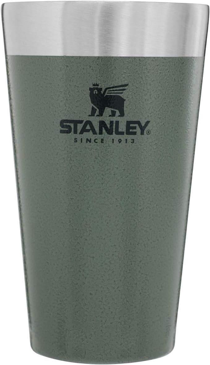 STANLEY Adventure Inulsated Stacking Beer Pint Glass, 16oz Stainless Steel Double Wall Rugged Metal Drinking Tumbler
