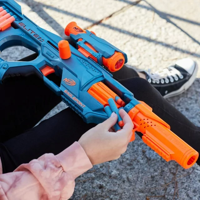 Nerf Elite 2.0 Eaglepoint RD-8 Blaster -- 8-Dart Drum, Detachable Scope and Barrel, 16 Nerf Darts, Bolt Action