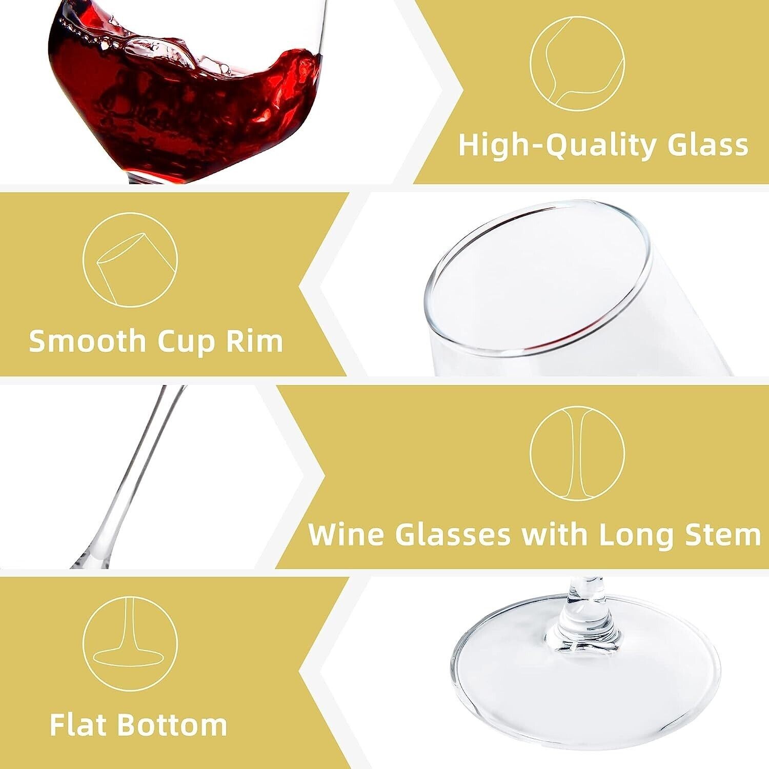 Wine Glasses Set of 8, 12oz Clear Red/White Wine Glasses, Long Stem Wine Glasses