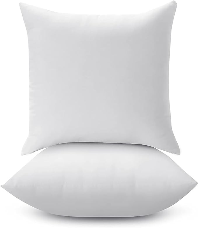 LANE LINEN 18 x 18 Throw Pillow Insert - Pack of 2 White, Down Alternative Pillow Inserts for Decorative Pillow Covers, Throw Pillows for Bed, Couch Pillows for Living Room