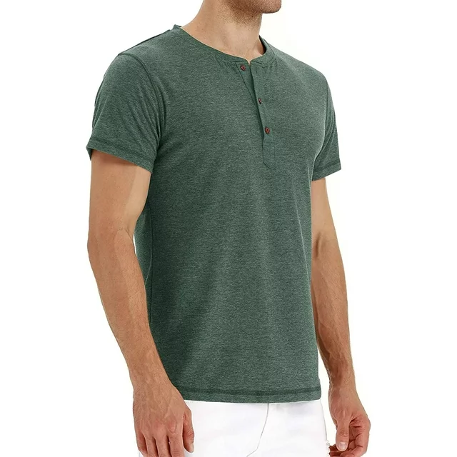 JWD Mens Henley Short Sleeve T-Shirt Cotton Casual Shirt Mens Shirts