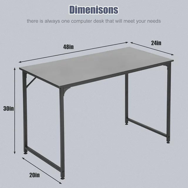 PayLessHere 47 inch Computer Desk Modern Writing Desk, Simple Study Table, Industrial Office Desk, Sturdy Laptop Table for Home Office, Black